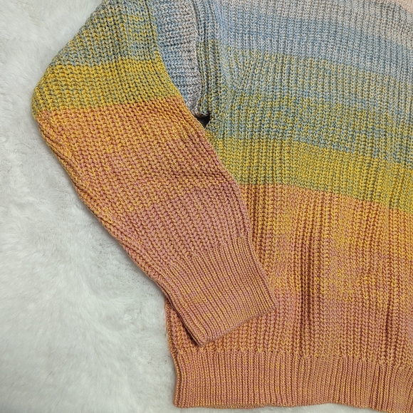 LC Lauren Conrad Women Mock Neck Rainbow Ombre Knit Sweater NWT - Picture 6 of 8